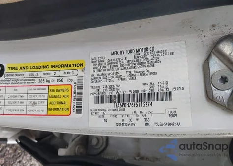 2015 Ford Fusion Se from USA, damaged, VIN 1FA6P0H76F5115274